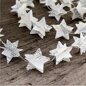 img 3 attached to 📚 Recycled Book Garland: Pack of 4 Book Pages | Star Bunting for Party, Holiday, Christmas | Nursery & Wedding Decor