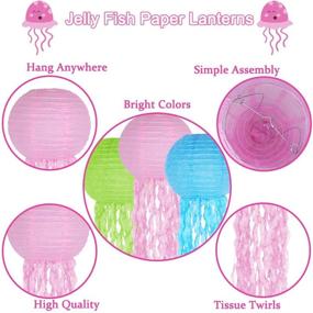 img 2 attached to 🎉 Vibrant Paper Lanterns: Set of 6 Pink Green Blue Hanging Jelly Fish Lanterns for Hawaiian Tropical Birthday Party Decorations