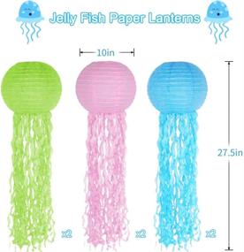 img 3 attached to 🎉 Vibrant Paper Lanterns: Set of 6 Pink Green Blue Hanging Jelly Fish Lanterns for Hawaiian Tropical Birthday Party Decorations