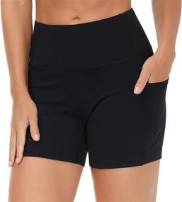 img 2 attached to 🩳 Wjustforu Women's High Waist Biker Shorts with Side Pockets - Perfect for Yoga, Workout, and Running