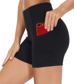 img 4 attached to 🩳 Wjustforu Women's High Waist Biker Shorts with Side Pockets - Perfect for Yoga, Workout, and Running