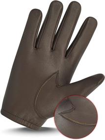 img 1 attached to Genuine Leather Full Finger Driving Stitched Men's Accessories and Gloves & Mittens