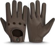 genuine leather full finger driving stitched men's accessories and gloves & mittens logo