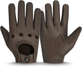 img 4 attached to Genuine Leather Full Finger Driving Stitched Men's Accessories and Gloves & Mittens