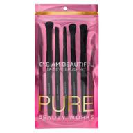 👁️ pure beauty works eye am beautiful 5pc eye brush kit: premium synthetic bristles for perfect blending, precision, and soft application - enhance your eye makeup with this complete angled brush set logo