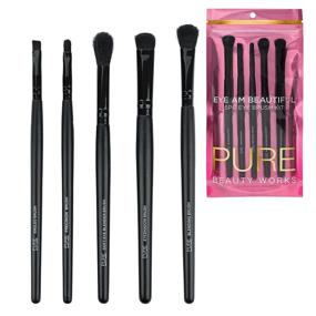 img 3 attached to 👁️ Pure Beauty Works Eye Am Beautiful 5pc Eye Brush Kit: Premium Synthetic Bristles for Perfect Blending, Precision, and Soft Application - Enhance Your Eye Makeup with this Complete Angled Brush Set