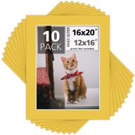 📸 mat board center, pack of 10, 16x20 for 12x16 photo picture mats - acid-free, 4-ply thickness, white core - for pictures, photos, framing, vibrant yellow logo