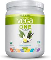 🌱 vega one organic french vanilla meal replacement protein powder – vegan, plant based superfood with vitamins, probiotics, dairy/gluten free – pea protein for women and men, 9 servings (12.2 ounces) logo