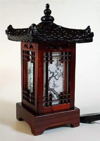 img 2 attached to Authentic Korean Handcrafted Window Design Wood Lamp: Exquisite Asian Oriental Table Light for Bedroom Décor - House