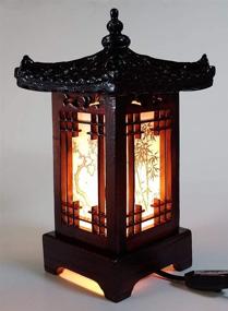 img 1 attached to Authentic Korean Handcrafted Window Design Wood Lamp: Exquisite Asian Oriental Table Light for Bedroom Décor - House