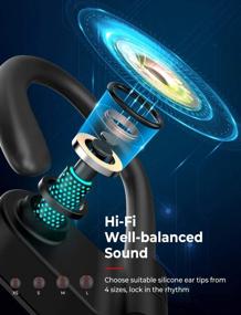 img 3 attached to 🎧 Беспроводные наушники Flame 2 Bluetooth 5.0 для спорта - 22 часа проигрывания, беговые наушники с 25° эргономичными крючками для ушей, защита IPX7 от воды, шумоподавляющий микрофон - черные