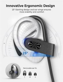 img 2 attached to 🎧 Беспроводные наушники Flame 2 Bluetooth 5.0 для спорта - 22 часа проигрывания, беговые наушники с 25° эргономичными крючками для ушей, защита IPX7 от воды, шумоподавляющий микрофон - черные