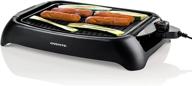 🍳 ovente electric indoor smokeless cooking grill - 13 x 10 inch portable nonstick plate with large grilling surface &amp; oil drip pan, compact easy clean temperature control for bbq party, black gd1632nlb логотип