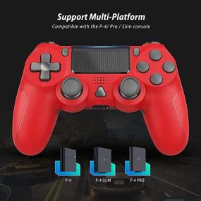 img 2 attached to 🎮 Nolansend Wireless Controller for PS4 - Red Dual Vibration Game Joystick for Slim/Pro Console - Compatible with PS4 Console