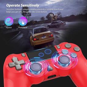 img 1 attached to 🎮 Nolansend Wireless Controller for PS4 - Red Dual Vibration Game Joystick for Slim/Pro Console - Compatible with PS4 Console