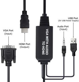 img 2 attached to Кабель VGA на HDMI с аудио - Подключение старого ПК / ноутбука VGA к новому монитору / дисплею / HDTV HDMI вход (Мужской к Мужскому)