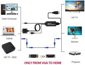 img 3 attached to Кабель VGA на HDMI с аудио - Подключение старого ПК / ноутбука VGA к новому монитору / дисплею / HDTV HDMI вход (Мужской к Мужскому)