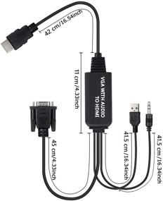 img 1 attached to Кабель VGA на HDMI с аудио - Подключение старого ПК / ноутбука VGA к новому монитору / дисплею / HDTV HDMI вход (Мужской к Мужскому)