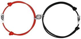 img 4 attached to 🧲 Jemant Magnetic Bracelets for Couples: Lock-Together Set with Mountain Sea Engraving, Matching Relationship Magnet Rope Bracelets for 2 Him Her