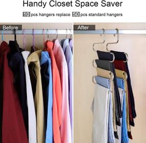 img 3 attached to Eityilla S Type Stainless Steel Hangers - Space Saving 5 Layer Closet Organizer for Pants, Jeans, Ties, Belts, Scarves (Set of 4)