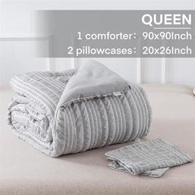 img 3 attached to 🛏️ Andency Grey Queen Size Comforter Set (90x90 Inch) - 3 Pieces (1 Stripe Grey Comforter, 2 Pillowcases) - Soft Gray Microfiber Cationic Dyeing Bedding Set