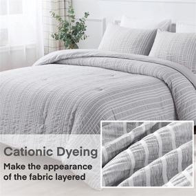 img 2 attached to 🛏️ Andency Grey Queen Size Comforter Set (90x90 Inch) - 3 Pieces (1 Stripe Grey Comforter, 2 Pillowcases) - Soft Gray Microfiber Cationic Dyeing Bedding Set