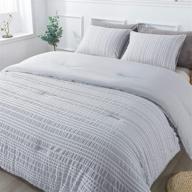 🛏️ andency grey queen size comforter set (90x90 inch) - 3 pieces (1 stripe grey comforter, 2 pillowcases) - soft gray microfiber cationic dyeing bedding set логотип