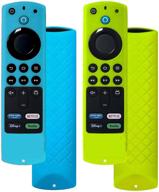 cover for all-new alexa voice remote (2018-2021) for fir tv stick (3rd gen) 2021/ fir tv stick 4k/ fir tv stick lite 2020/ fir tv cube/fir tv (3rd gen) protective silicone case -2 pack blue green logo