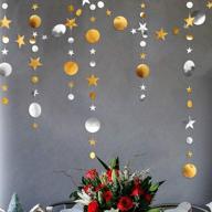 🌟 glittering gold silver circle dot garland decorations | twinkle star garlands streamer backdrop hanging banner decor for kids planet constellation birthday party, wedding, anniversary, engagement logo