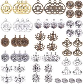 img 4 attached to 🌸 SUNNYCLUE 1 Box 60Pcs Mixed Style Lotus Flower Charms Pendants - Premium Crafting Supplies for DIY Jewelry Making