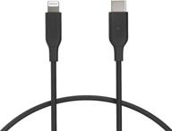 черный кабель usb-c к lightning mfi длиной 1 фут для apple iphone 11/12, ipad - зарядное устройство amazon basics логотип