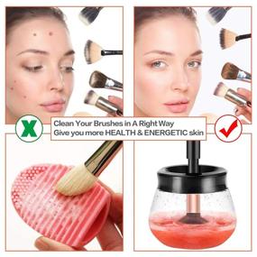 img 2 attached to 🧼 Lemcrvas Professional Makeup Brush Cleaner and Dryer: Fast, Easy and Efficient Cleaning with 8 Rubber Collars