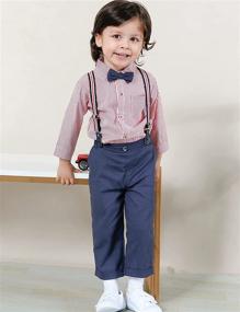 img 3 attached to A&amp;J DESIGN Baby Boys Gentleman Outfit Set: 3-Piece Suit Shirt, Suspender, and Pants