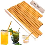 🎋 set of 12 reusable bamboo drinking straws - eco-friendly alternative to plastic straws for kids - 3 sizes (6", 8", 9") for various cups - includes bonus nylon cleaning brush logo