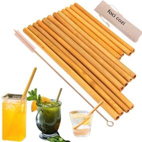 img 1 attached to 🎋 Set of 12 Reusable Bamboo Drinking Straws - Eco-Friendly Alternative to Plastic Straws for Kids - 3 Sizes (6", 8", 9") for Various Cups - Includes Bonus Nylon Cleaning Brush