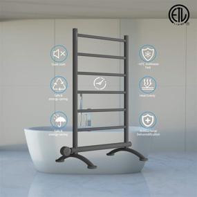 img 1 attached to 🔥 AVONFLOW Matte Black Free Standing Heated Towel Rack - Timer, ETL Certified - 250W Towel Warmer Heater