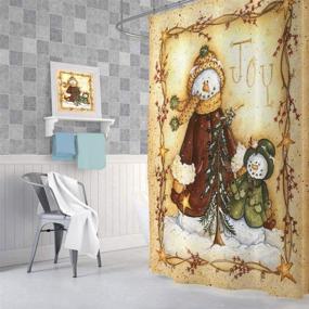 img 2 attached to 🛁 JAWO Retro Christmas Shower Curtain: Vintage Snowman Xmas Bath Curtains Set with 12 Hooks - Upgrade Your Bathroom Decor with Polyester Fabric - 69X70 Inches