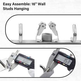 img 2 attached to 🧹 Mop and Broom Holder - Wall Mounted Stainless Steel Cleaning Tool Organizer for Long-Term Use - 11-Inch - 2 Pack, Including 4 Clips and 6 Hooks - Ideal for Home, Garage, and Garden Tool Storage