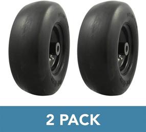 img 3 attached to 🪚 MARASTAR 00232-2pk 11x4.00-5 Flat Free Universal Fit Lawnmower Tire Assembly, 3.4" Centered Hub, 3/4" Bushing