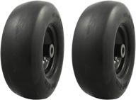 🪚 marastar 00232-2pk 11x4.00-5 flat free universal fit lawnmower tire assembly, 3.4" centered hub, 3/4" bushing logo