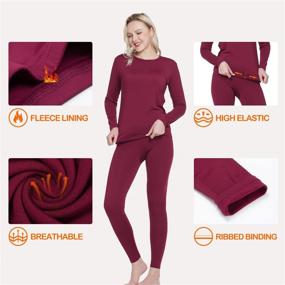 img 2 attached to 👚 Women's JTANIB Thermal Underwear Set - Fleece Lined Long Johns, Ultra Soft and Available in S-XXL Sizes