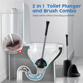 img 3 attached to 🚽 Hideaway Toilet Plunger Bowl Brush Combo: Elegant Scrubber Cleaner Caddy Set with Holder - Concealed Freestanding Accessories for Guest Bathroom Apartment