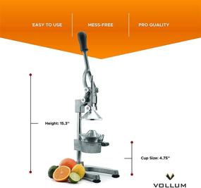 img 1 attached to 🍊 Commercial-grade Home Citrus Lever Squeezer - Manual Fruit Juicer for Oranges, Lemons, Limes, Grapefruits, and More - Stainless Steel and Cast Iron Construction - Non-skid Suction Cup Base - 15 Inch Size - by Vollum