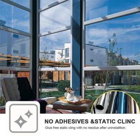 img 3 attached to 🪟 One-Way Mirror Window Film - Privacy, Heat Control, Anti-UV, Static Cling Tint, Solar Film - Reflective, Non-Adhesive for Glass Door, Home, Office - Daytime Sun Block, Silver, 17.7x78.7 Inches