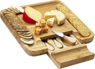 🧀 mitbak charcuterie board tray with cheese knives - perfect gift for christmas and thanksgiving - high-quality bamboo cheese board serving tray - 13 x 13 x 1.5 inches logo