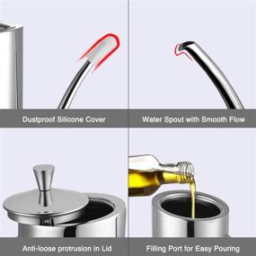 img 2 attached to Eglaf 700ml Olive Oil Dispenser Bottle - 24 Oz Double Wall 304 Stainless Steel Soy Sauce 🍶 & Vinegar Cruet - Drip-Free Pouring Spout with Dust Cap - Kitchen Cooking Can for Olive Oil (Square Handle)