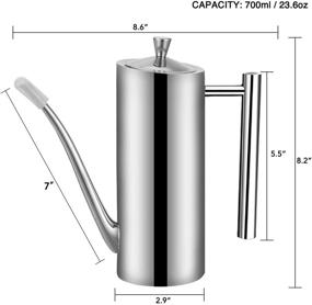 img 3 attached to Eglaf 700ml Olive Oil Dispenser Bottle - 24 Oz Double Wall 304 Stainless Steel Soy Sauce 🍶 & Vinegar Cruet - Drip-Free Pouring Spout with Dust Cap - Kitchen Cooking Can for Olive Oil (Square Handle)