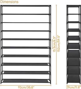 img 3 attached to 👠 YOUDENOVA 10 Tier Shoe Rack Organizer - Store up to 50 Pairs of Shoes, Removable Shelves, Water & Dust Resistant, Stackable Shoe Storage - Black