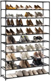 img 4 attached to 👠 YOUDENOVA 10 Tier Shoe Rack Organizer - Store up to 50 Pairs of Shoes, Removable Shelves, Water & Dust Resistant, Stackable Shoe Storage - Black