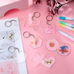 img 2 attached to 40-Piece Clear Keychain Blank Set: Acrylic Blanks 🔑 with Protective Film, Transparent Charms for DIY Projects and Crafts